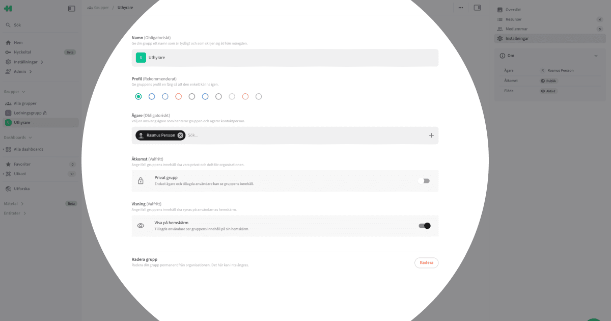 Documentation: Groups > Settings